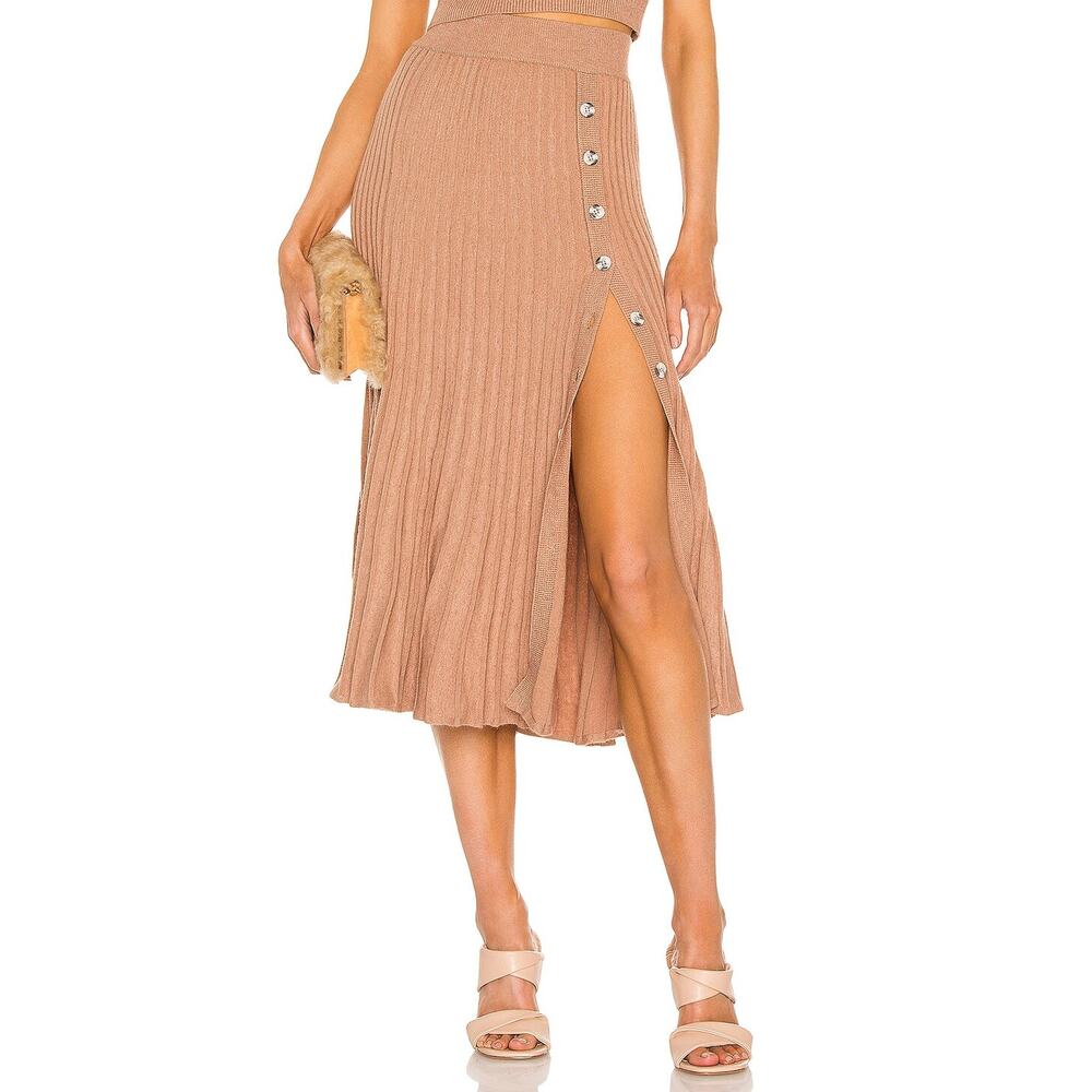 Bardot 'Pleat' Brown Button Skirt Size S